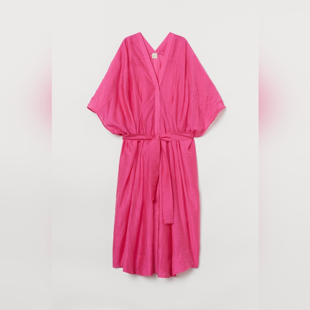 H&M Hot Pink Maxi Dress with Waist Tie